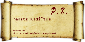 Panitz Klétus névjegykártya